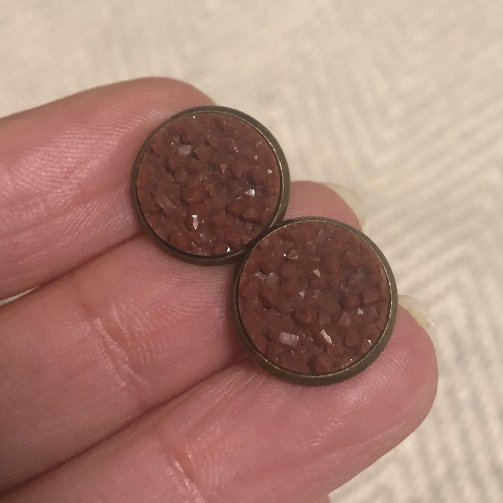 Local artist druzy circle studs trendy earrings